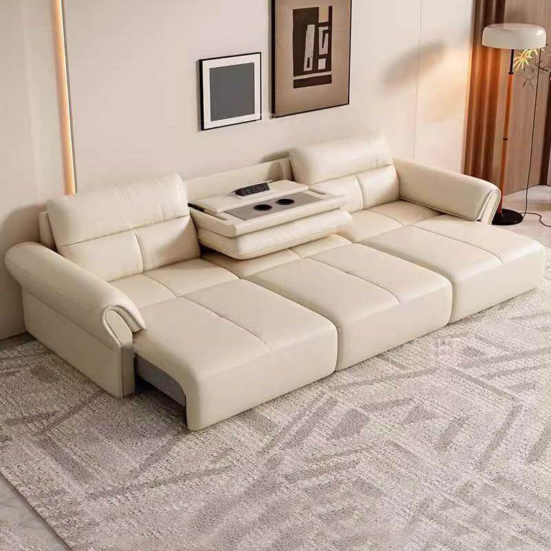 零靠墙智能控制电动多功能真皮沙发床客厅两用可自动伸缩沙发