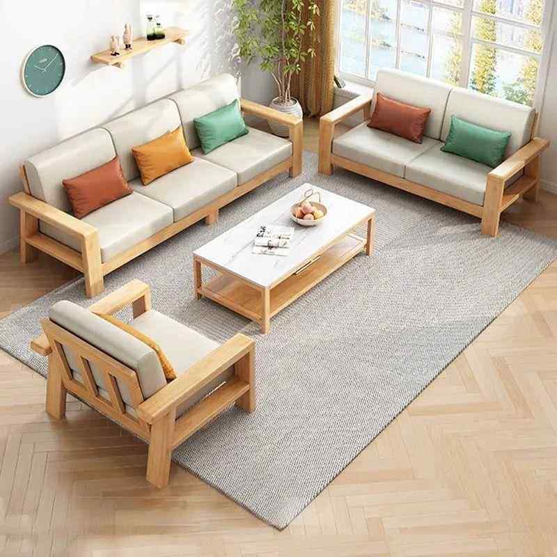 橡胶木家具全实木沙发组合客厅简约现代沙发床两用小户型木头沙发