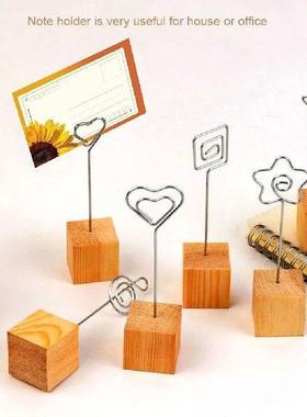 Cute Design Clamps Stand Round Wooden Holder Place Card