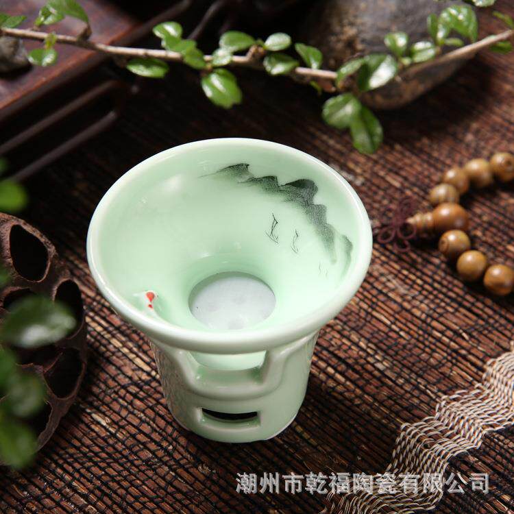 青瓷功夫茶具套装配件茶漏 茶汤茶叶茶渣陶瓷丝网过滤器 厂家