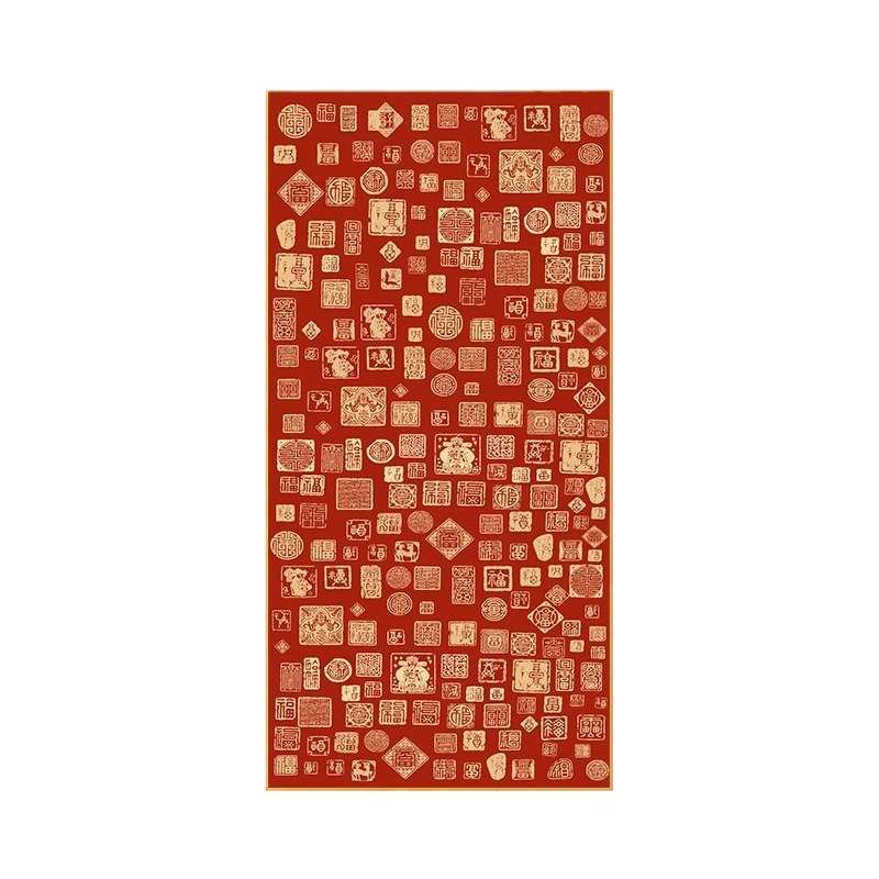 百福图挂画新中式客厅玄关背景墙装饰画寓意好走廊过道竖版壁画框