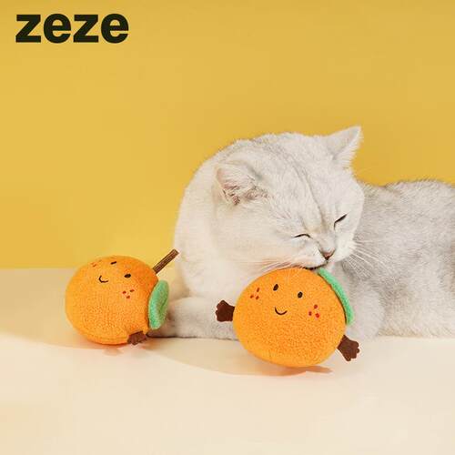 zeze大吉大利橘子木天蓼玩具猫咪磨牙啃咬磨牙棒猫薄荷自嗨用品