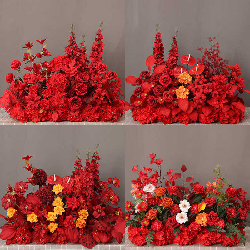 婚庆地排花红色花排 中式婚礼仿真绢花舞台装饰T台路引花成品花艺,家居饰品,仿真花/假花,淘宝优惠券,粉丝福利购,淘宝优惠卷