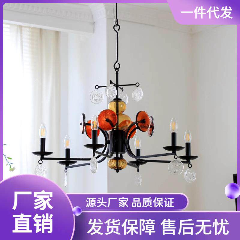 法式复古交响乐吊灯中古卧室装饰灯感主卧客厅黑色蜡烛餐厅灯