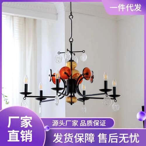 法式复古交响乐吊灯中古卧室装饰灯感主卧客厅黑色蜡烛餐厅灯