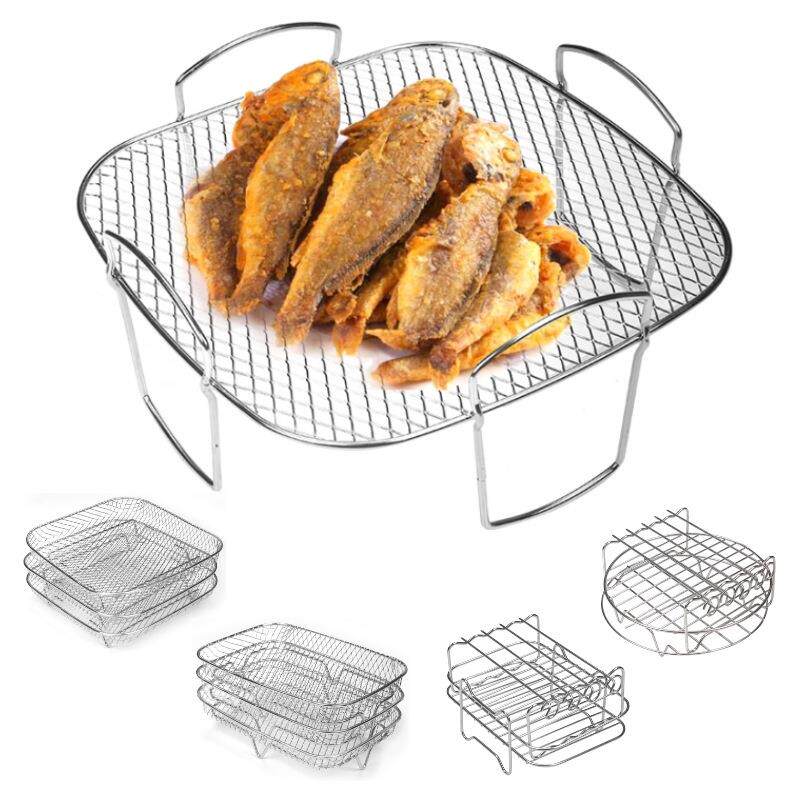空气炸锅专用烧烤架吐司架蒸架披304不锈钢双层烤串架
