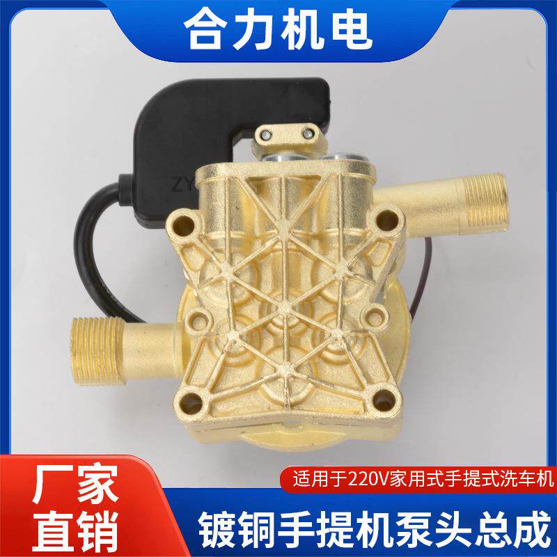 家用手提机高压清洗机洗车机泵头洗车器总成配件220v镀铜洗车水泵