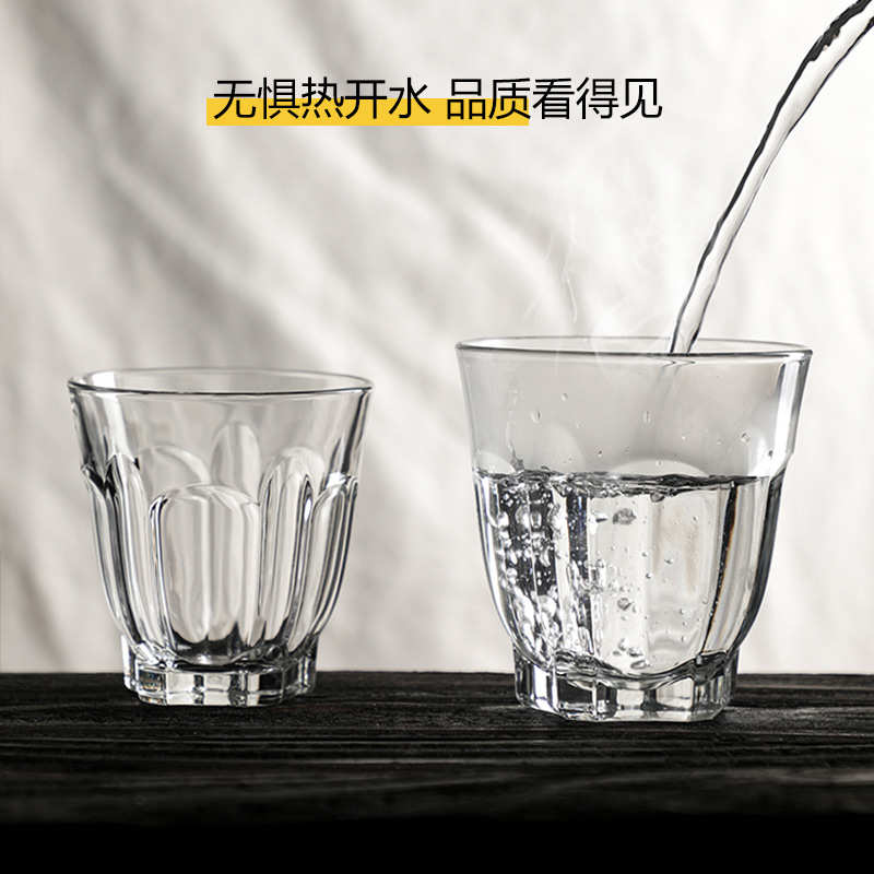 钢化玻璃杯加厚耐高温透明杯子高颜值敞口杯冰美式拿铁拉花咖啡杯