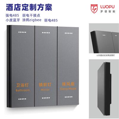 LUOPU罗谱酒店开关涂鸦无线Zigbee大板灰色灰色三开按键智能家居