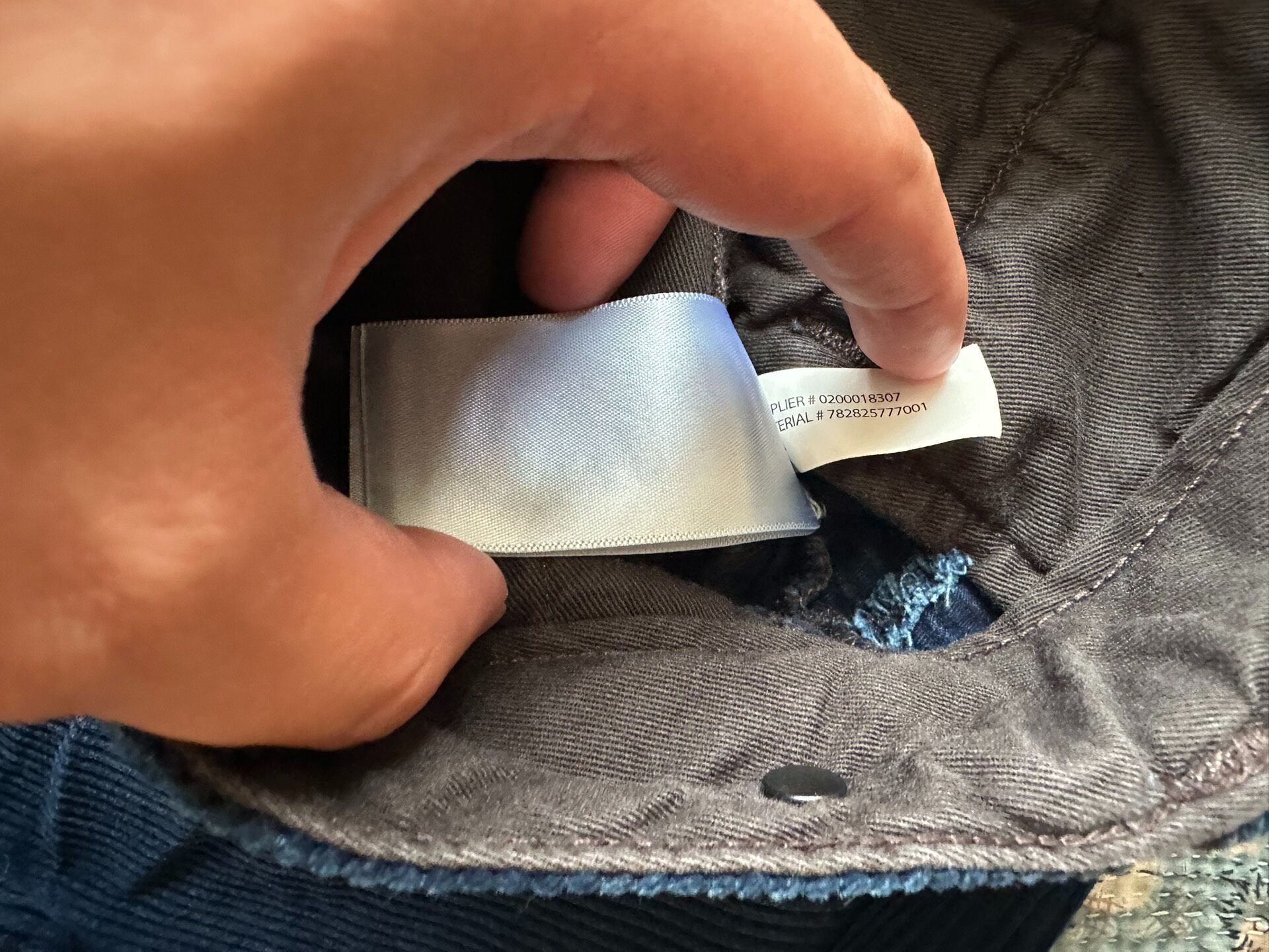 RRL Blue Corduroy Straight Leg Pants — label