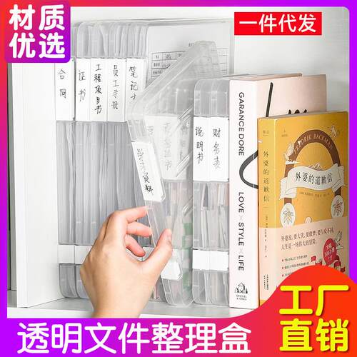 Thickened A4 Document Storage Box, Transparent Desktop Organ