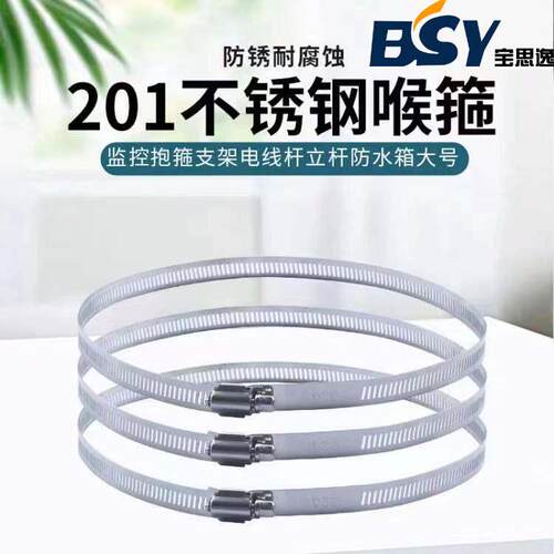 201监控喉箍抱箍支架不锈钢圈抱圈可调节伸缩钢扎带