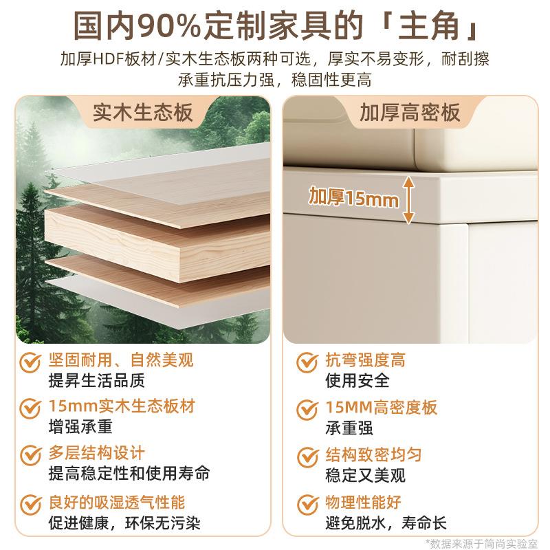 餐柜茶水柜木芯靠墙一体储物法柜式奶实油边白家用厨佐致(收房橱
