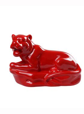 高档瓷红蛇生肖摆件客厅装陶饰玄关办公桌新式书办公中家居饰品摆