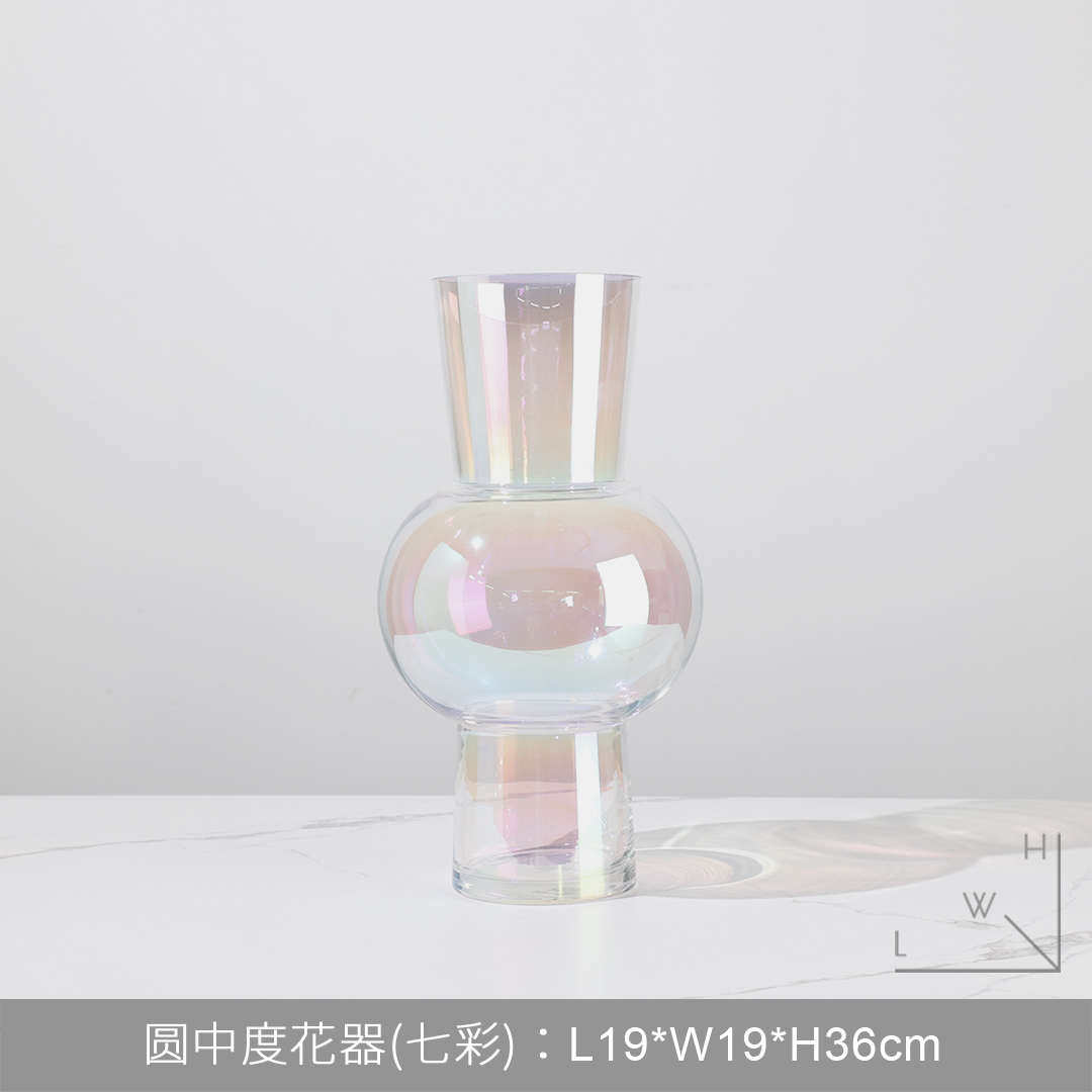 轻摆件干花玻璃样板房奢装饰品桌面器软花瓶现代花艺摆设插花