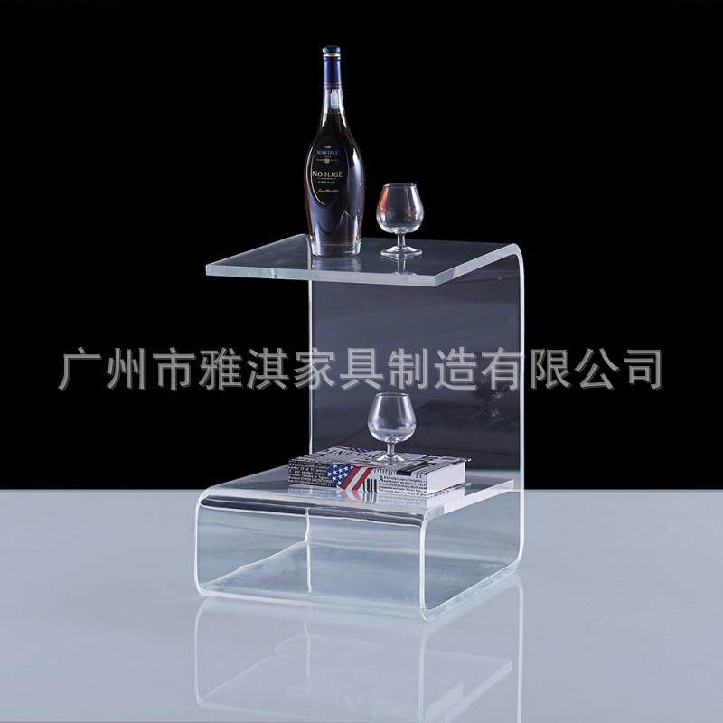 亚克力移动边桌置物架展示架有机玻璃网红热弯U形移动茶几床上桌