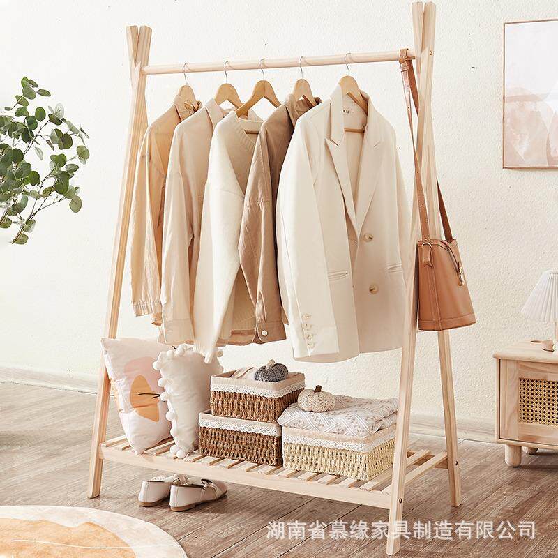 新款直销实木落地衣帽架卧室ins风衣帽架架子挂衣架服装店展示架