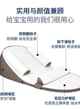 防吐奶斜坡枕宝宝新生婴儿a类躺喂防溢呛奶奶床中床可调节斜坡垫