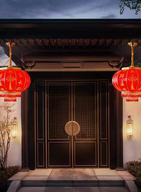 中式全铜红灯笼吊灯古典中国风过道阳台灯防水户外庭院别墅大门灯