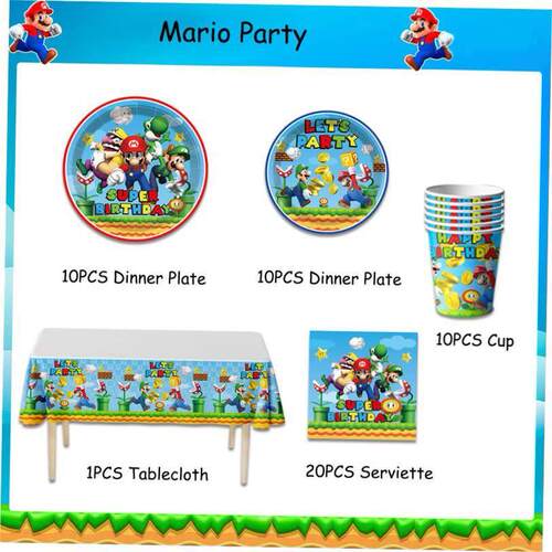 Mario Theme Party Decoration Props Disposable Paper Plate Pa