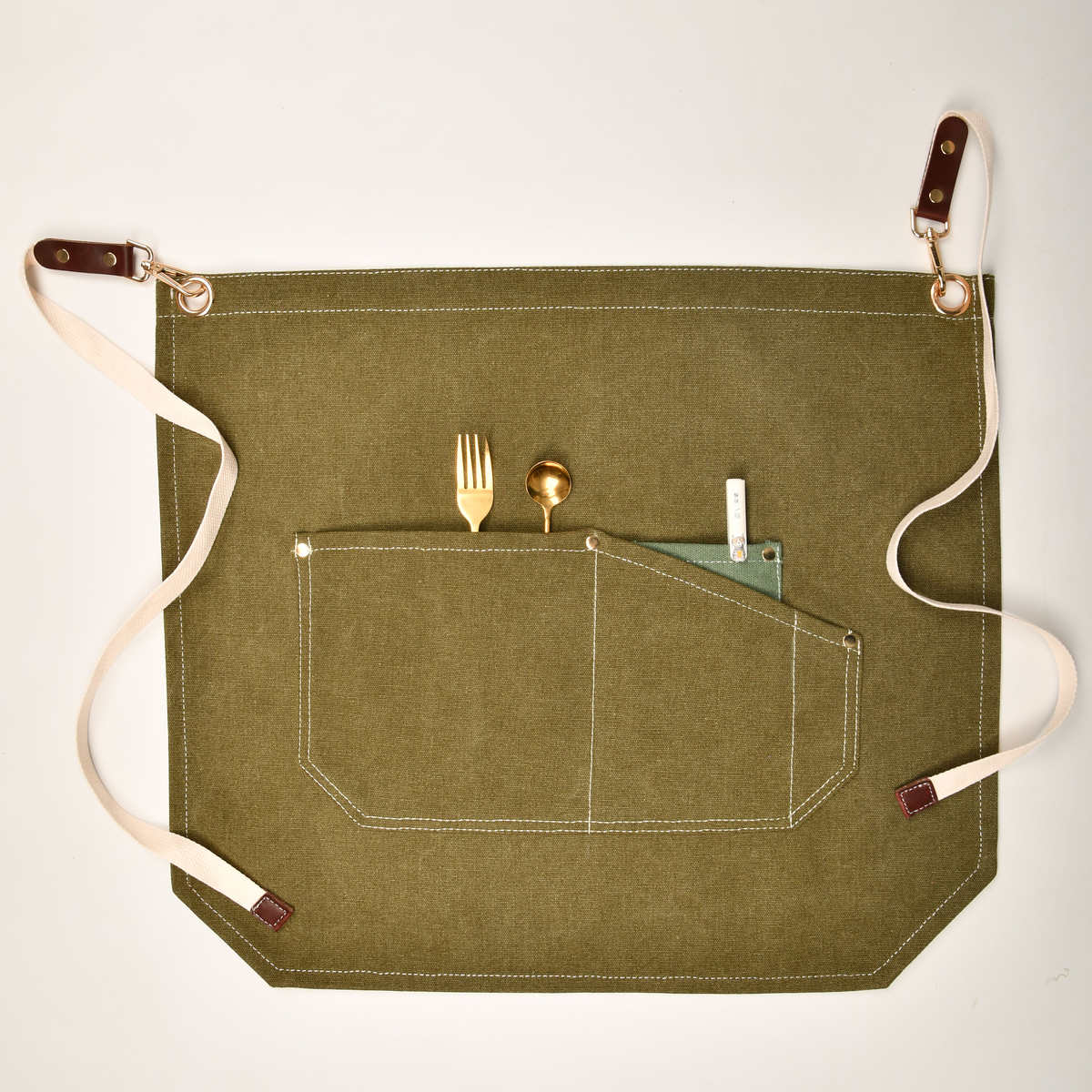 咖啡师半截围裙美甲工作服男女日式韩版定制logo帆布半身围腰