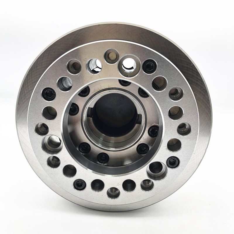 台湾标准中空二爪卡盘油压动力卡盘液压卡盘夹头5681012寸 钢体