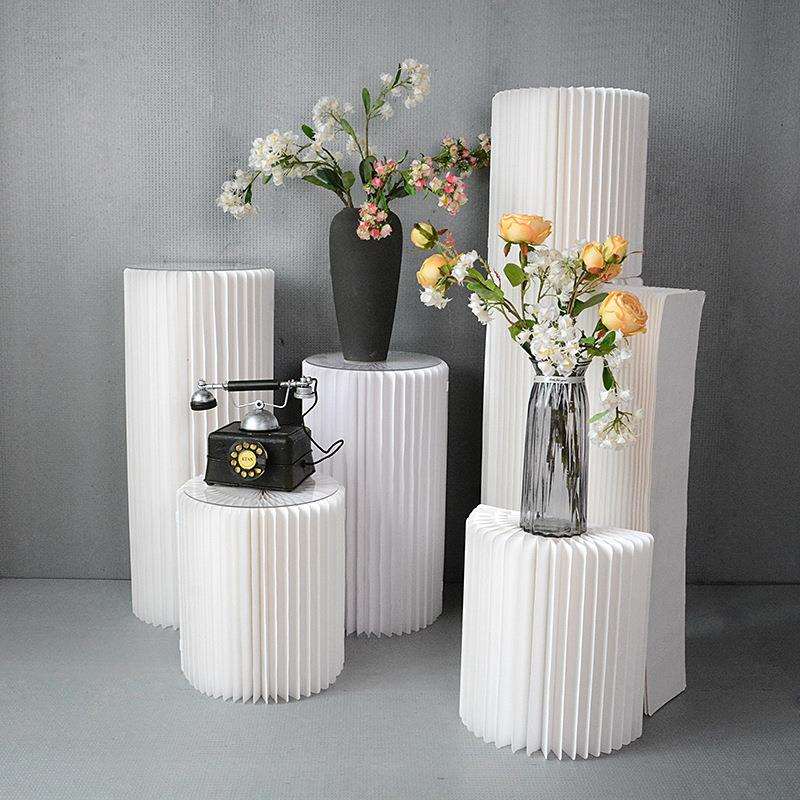 甜品台展示架引形婚庆TGS路折叠卡纸婚礼迎宾区布展台圆实置物展