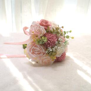 新款直销046户外婚礼仿真玫瑰手捧花跨境西式森系手持花束新款新