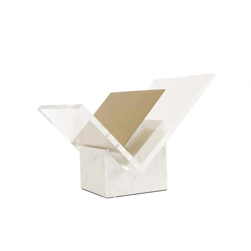 约现代大理简石亚克力书架书件档书报摆杂志VAT架售楼夹处软装饰