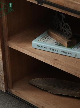 L厅OFT工业风餐收纳A78柜家具客做厅玄关柜复旧储物柜实木古餐边