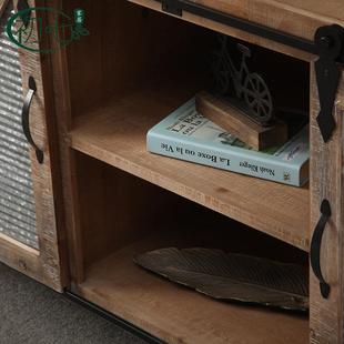 L客OFT工业风餐厅收纳柜家具玄关A78柜做旧储物柜实木复厅古餐边