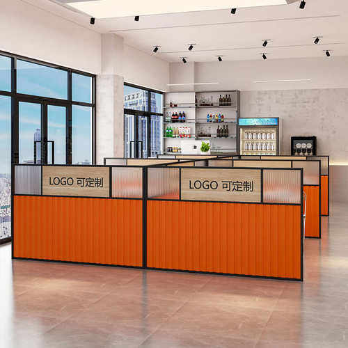 现代简约矮屏风办公区隔断餐厅火锅店过道半墙围栏铁艺工业风卡座