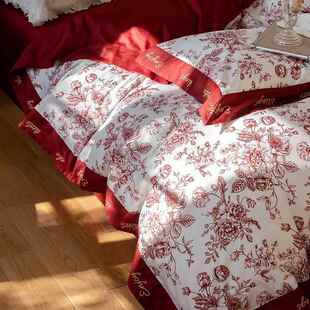 棉复古风高花端100支数床码美式印长绒棉四件套YRJ--ZHL纯棉全大