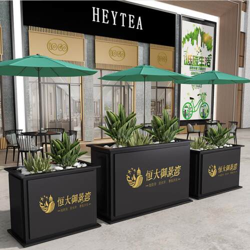 户外铁艺花箱组合外摆商业街售楼部园林不锈钢花槽长方形室外围栏