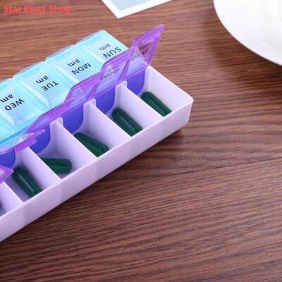 14 Grids Weekly Pill Case 7 Days Medicine Box Tablet Dispen