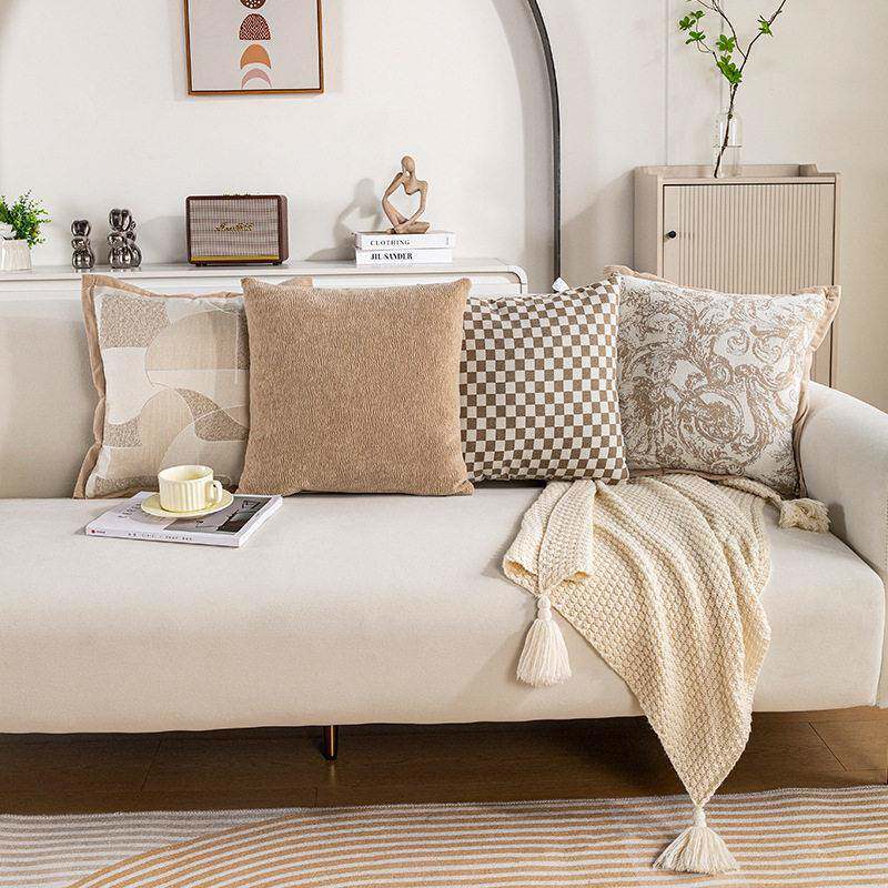 现代简约方形提花抱枕客厅沙发靠轻奢风样板间卧室床头靠枕抱枕套