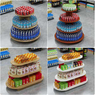 中岛柜货架展示架多层圆形展示架文具红酒鞋 店展示架超市货架批发