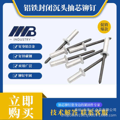 铝铁封闭型沉头抽芯拉铆钉3/3.2/4/4.8/5防水钉埋头钉GB12616.1