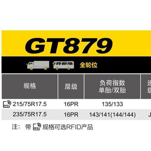 佳通GITI货车轮胎GT879 215/75R17.5/16PR全轮位轻卡轻载卡车轮胎