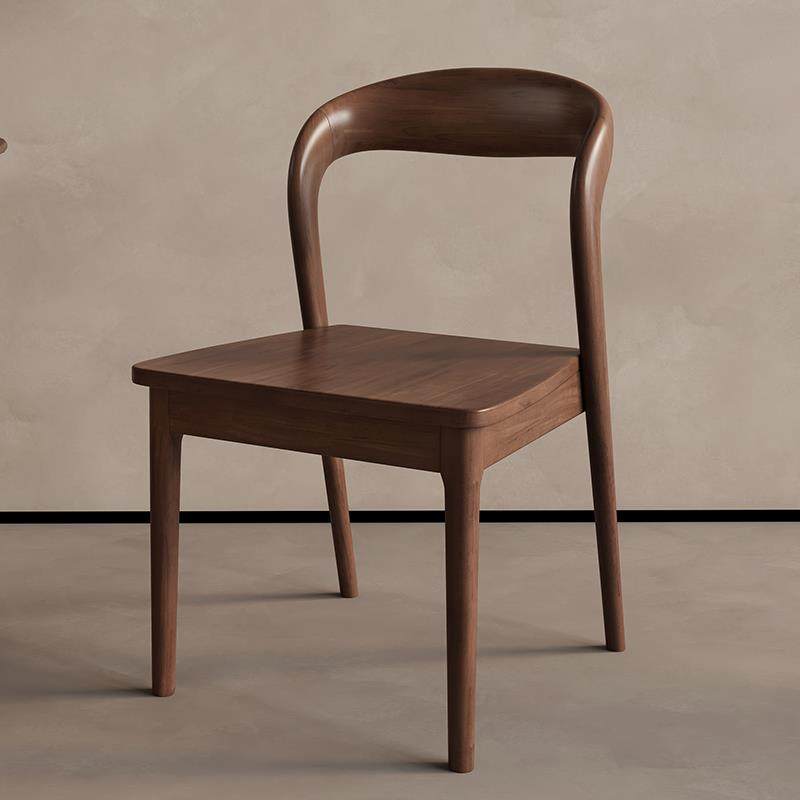 全实木餐椅中古风现代简约休闲靠背椅书房书桌椅家用酒店饭厅椅子