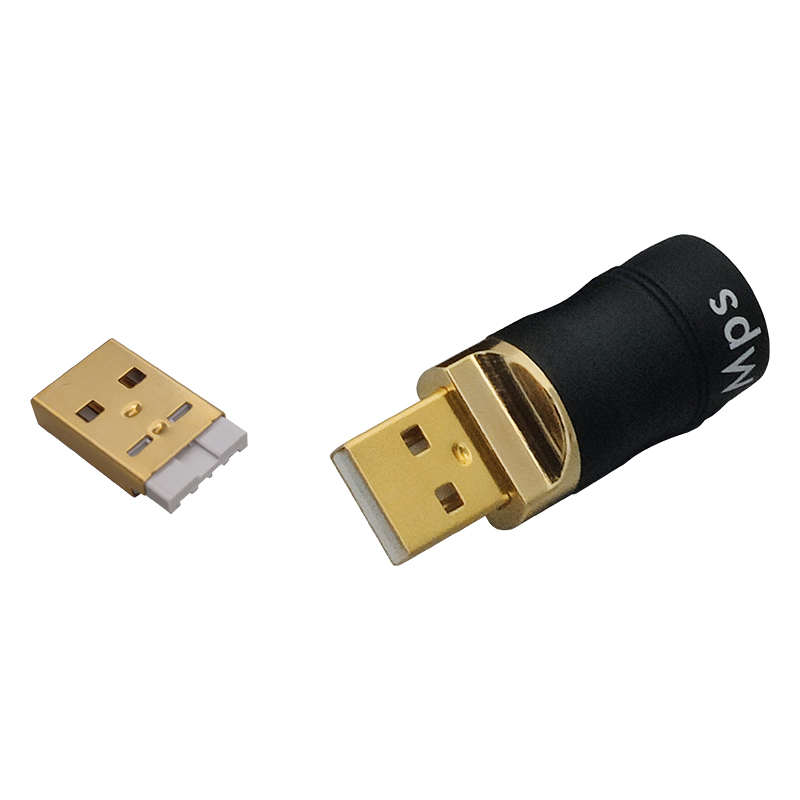 台湾MPS黑金镀金USB接口公头2.0端子B型口HD-019数据线接头解码器
