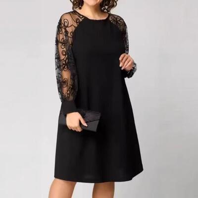 Splicing lace long sleeved dress 拼接蕾丝通长袖连衣裙