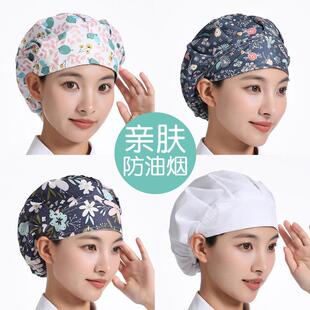 女士厨房专用帽子厨师帽厨房工作帽女款专用头套做饭帽子防掉发防