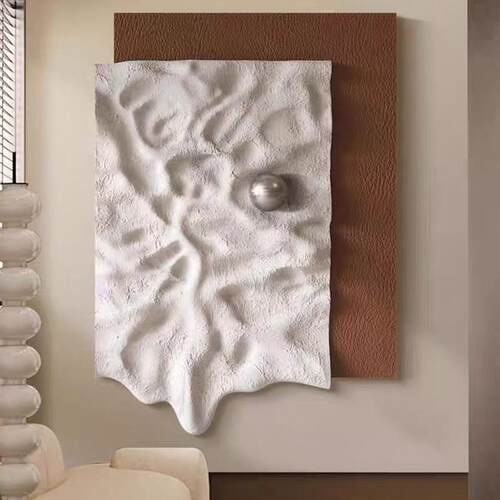 AD.ART3D立体浮雕手工装饰画砂岩客厅实物画金属球高级感玄关挂画
