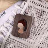 珍珠少女 黑胡桃木折叠镜手工镶嵌便携随身补妆化妆镜实木小镜子