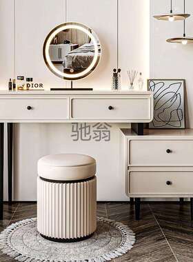 lw0轻奢梳妆台床头柜一体卧室现代简约奶油风化妆桌小户型书桌化
