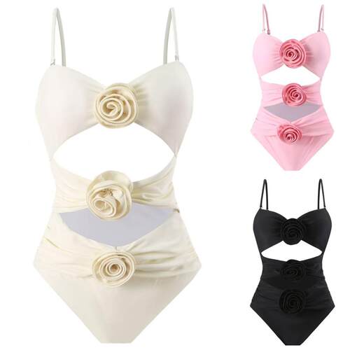 Swimsuit hollow three-dimensional flower one-piece