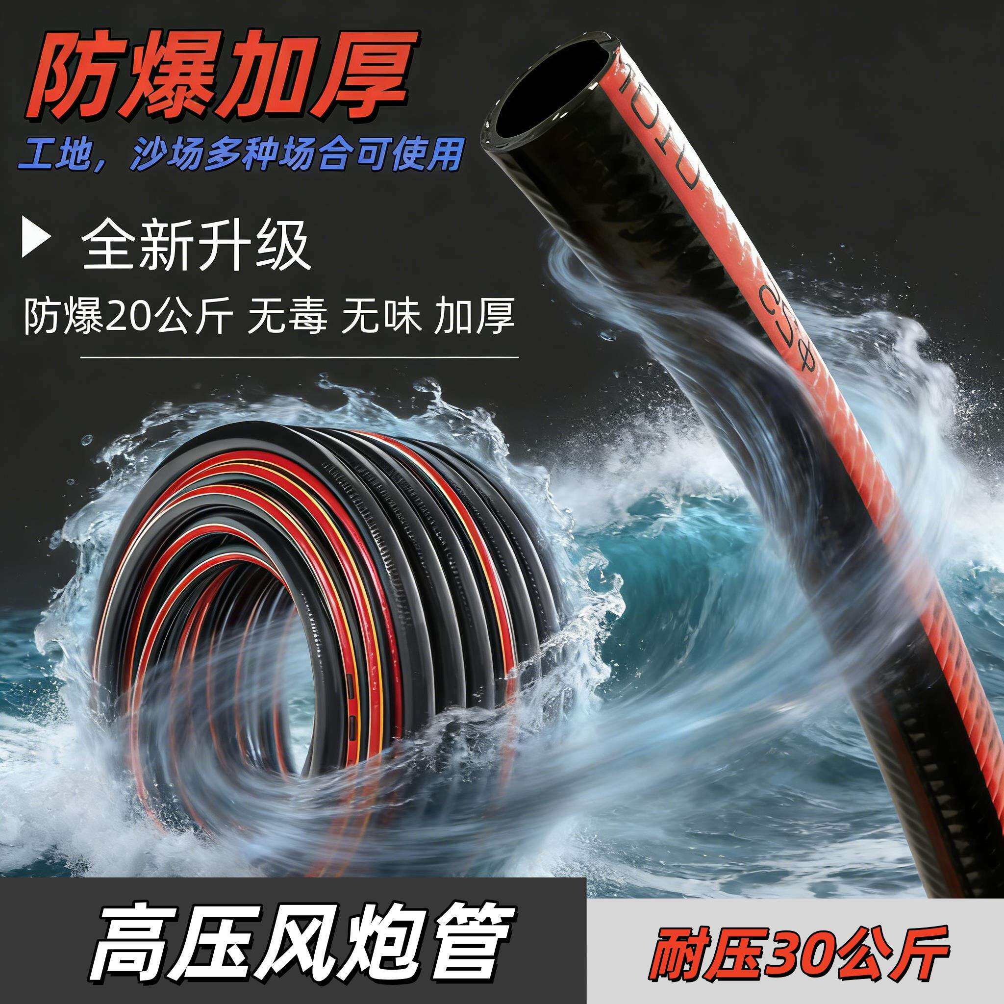 加厚水管软管四分1寸高浇菜花浇水用防压爆防6冻PVC牛筋软红黑专