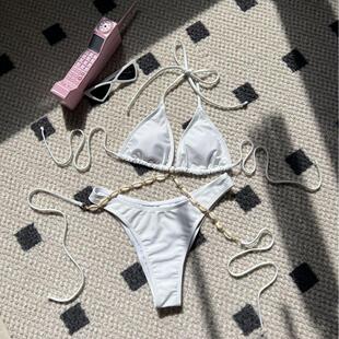 Swimsuit Plain Chain Shell Bikini Sexy