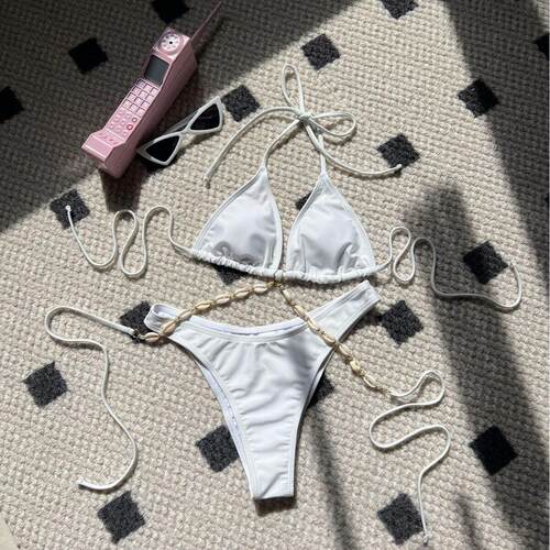 Plain Sexy Shell Chain Swimsuit Swimsuit Bikini Bikini